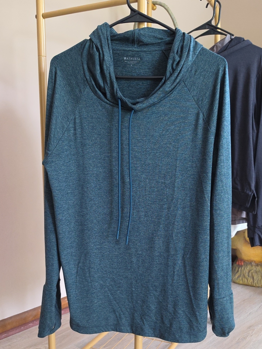 Athleta Teal Blue Heathered Hoodie Active JACKET
